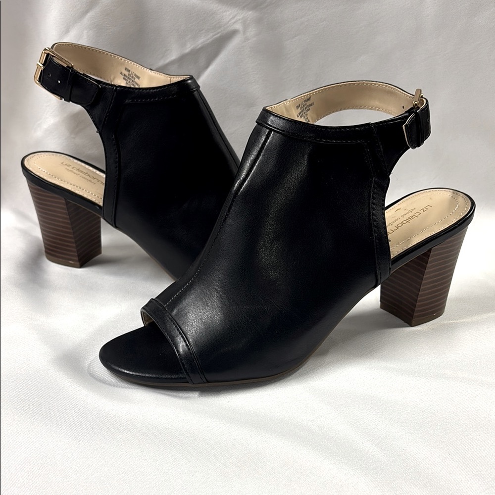 Liz Claiborne Black Heels with Slingback Design